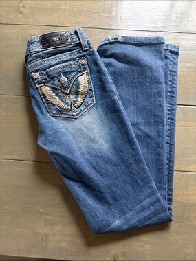 Miss Me Women's Blue Boot Cut Jeans with Embroidered Pocket